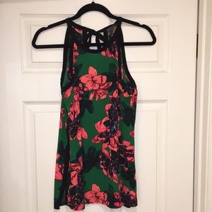 Vince Camuto green and pink floral high neck tank | XS